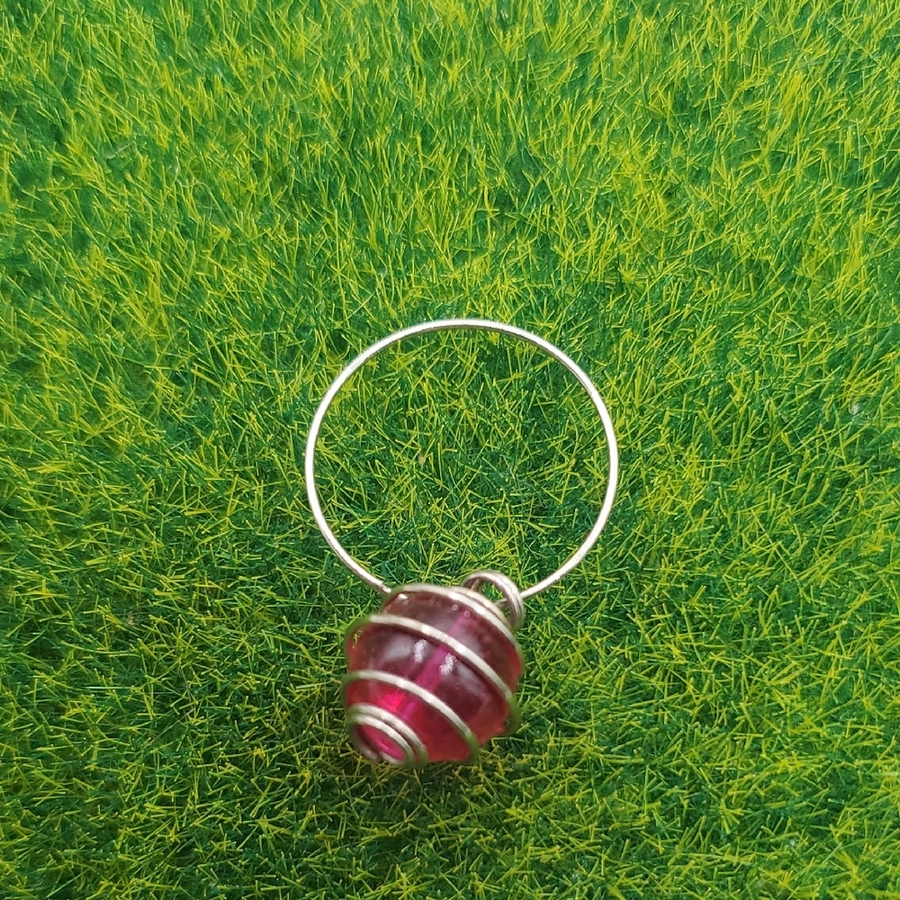 Hot‎ Pink Deep Wire Wrapped Pendant P339